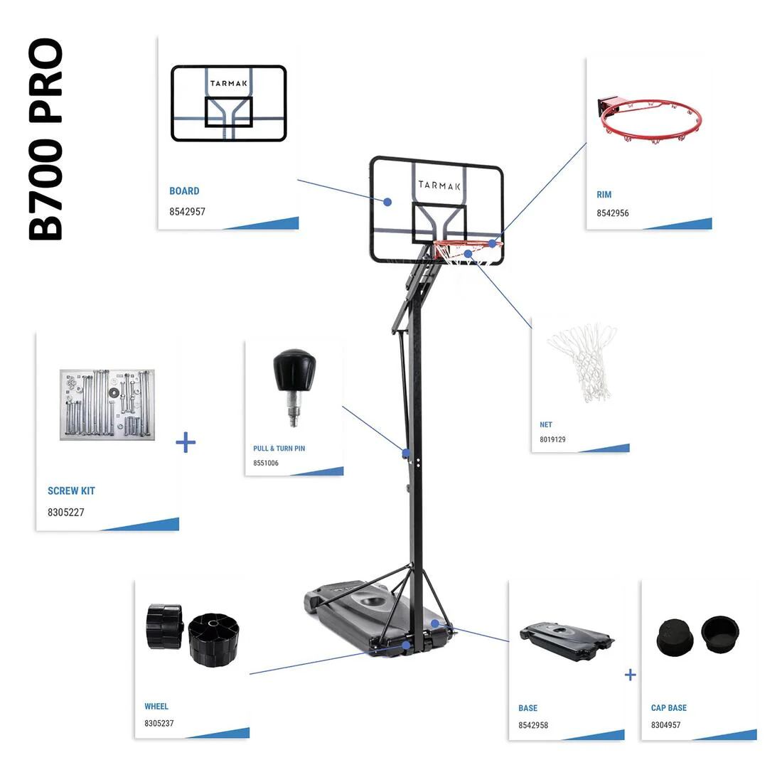 ARO DE BÁSQUETBOL TABLERO DE PLEXIGLÁS CON EXTENSIÓN 3,05 M B700 PRO - Image 8