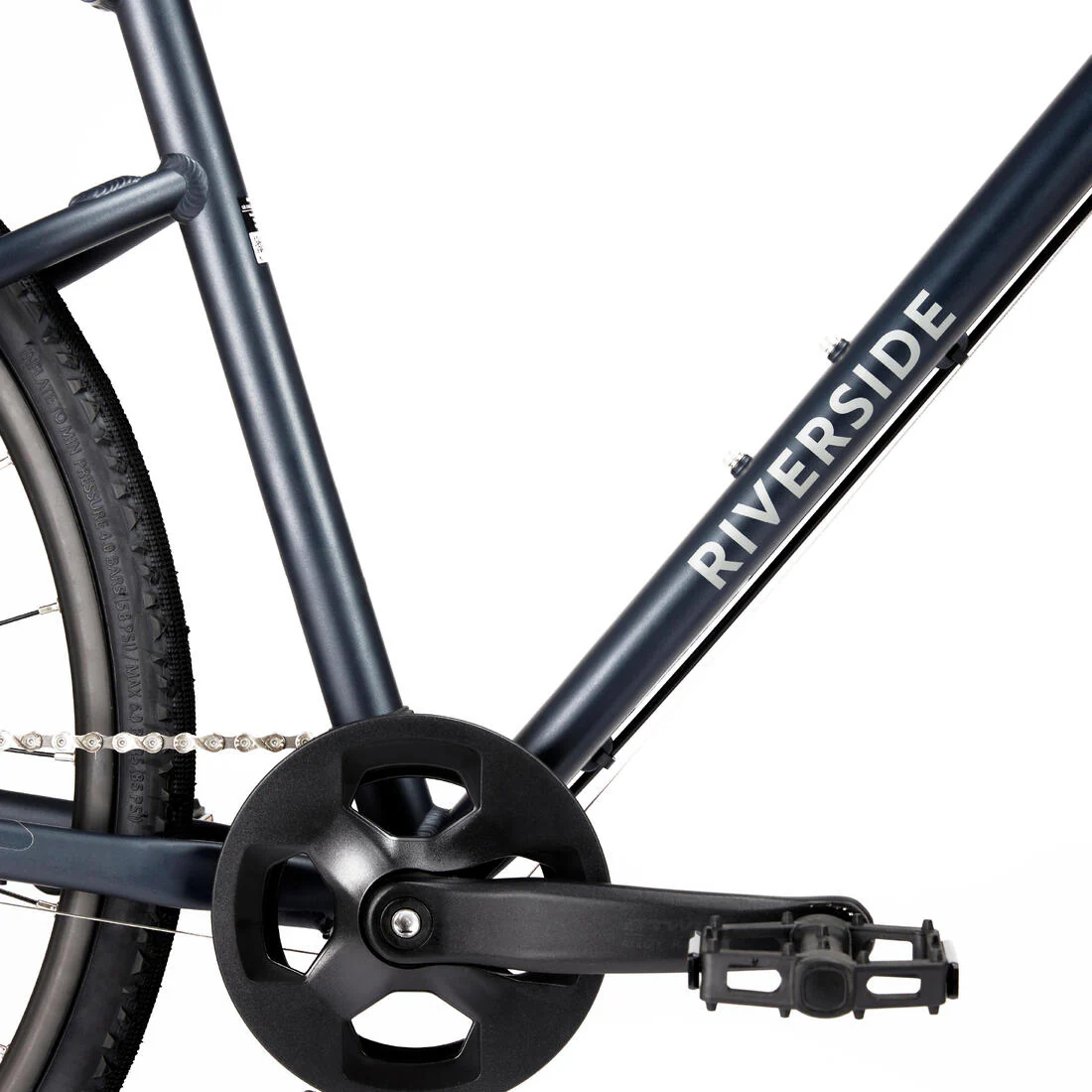 Bicicleta Híbrida Riverside 500 Azul Oscuro Freno Disco 9 Velocidades - Image 4