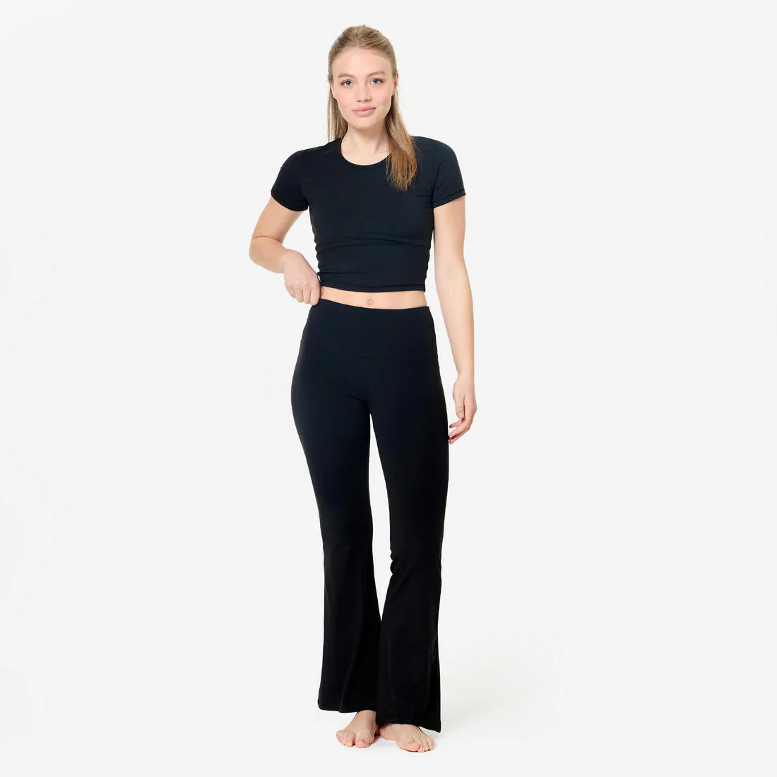 Leggings Yoga/Pilates Breathe Mujer Negro Corte Acampanado - Image 2