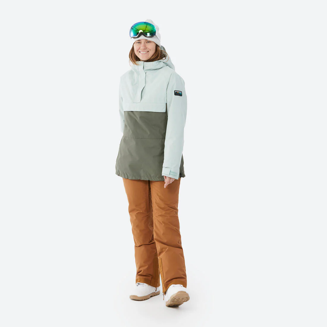 PARKA DE SNOWBOARD 1/2 CIERRE MUJER SNB 100 VERDE CAQUI - Image 3