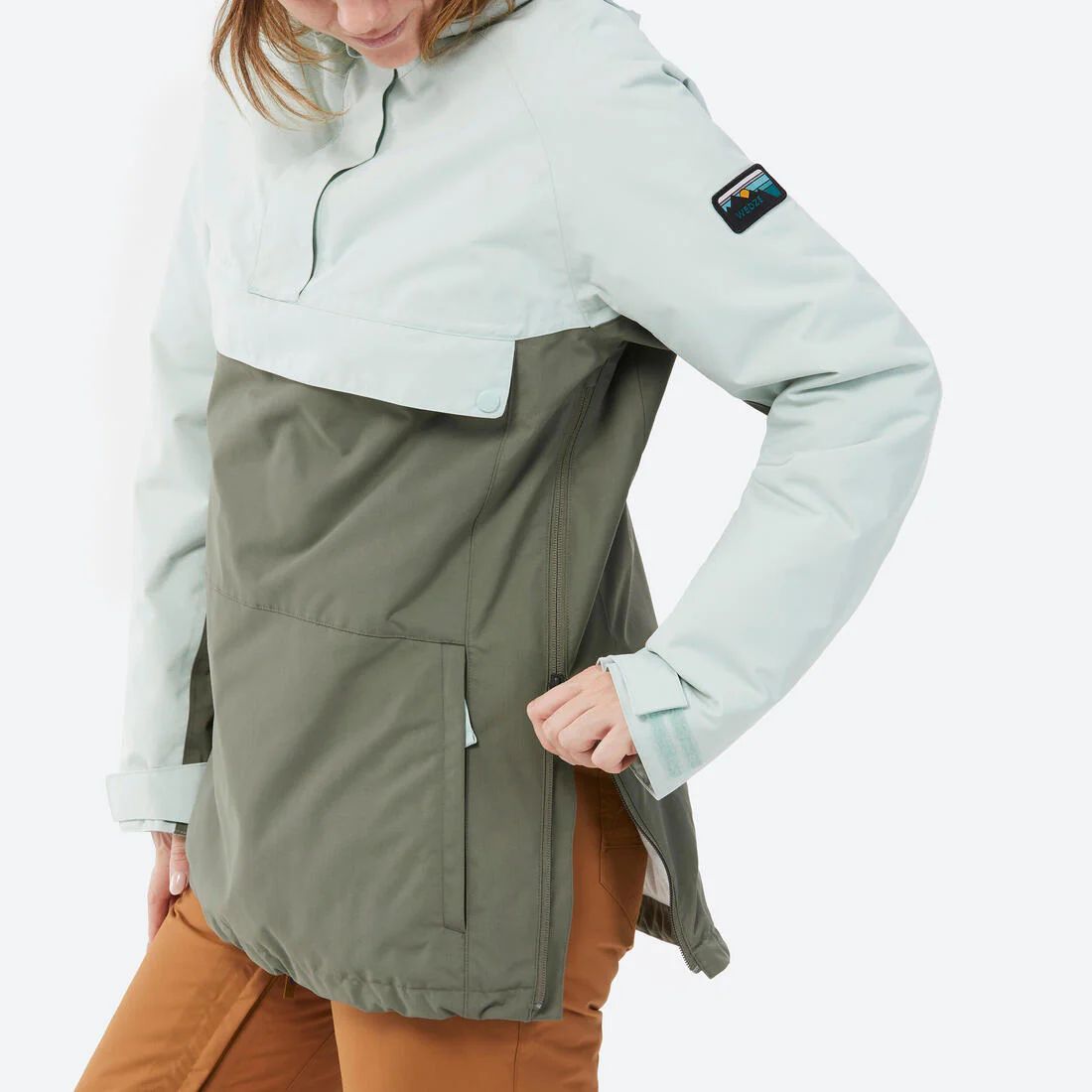 PARKA DE SNOWBOARD 1/2 CIERRE MUJER SNB 100 VERDE CAQUI - Image 5