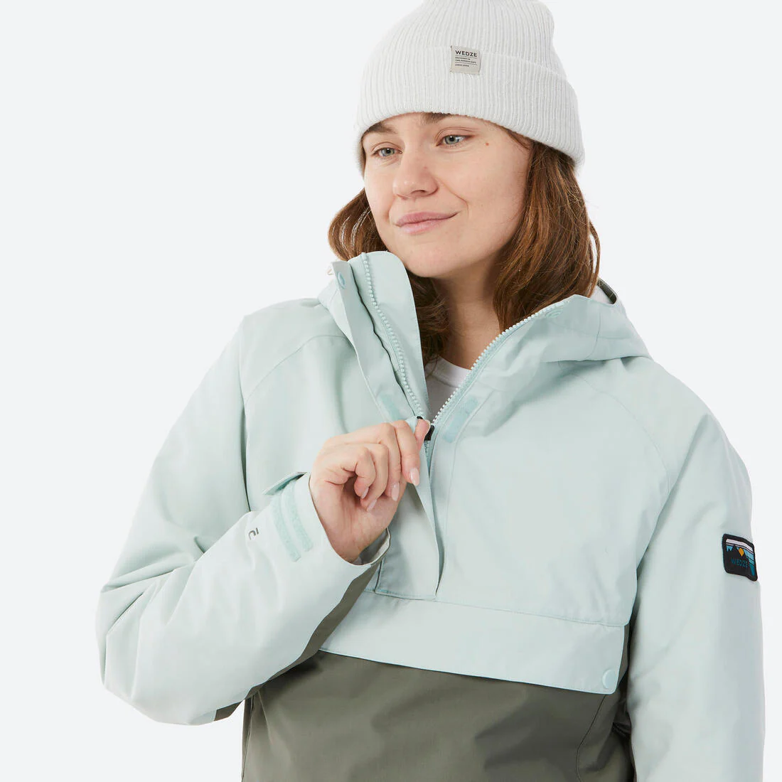 PARKA DE SNOWBOARD 1/2 CIERRE MUJER SNB 100 VERDE CAQUI - Image 9