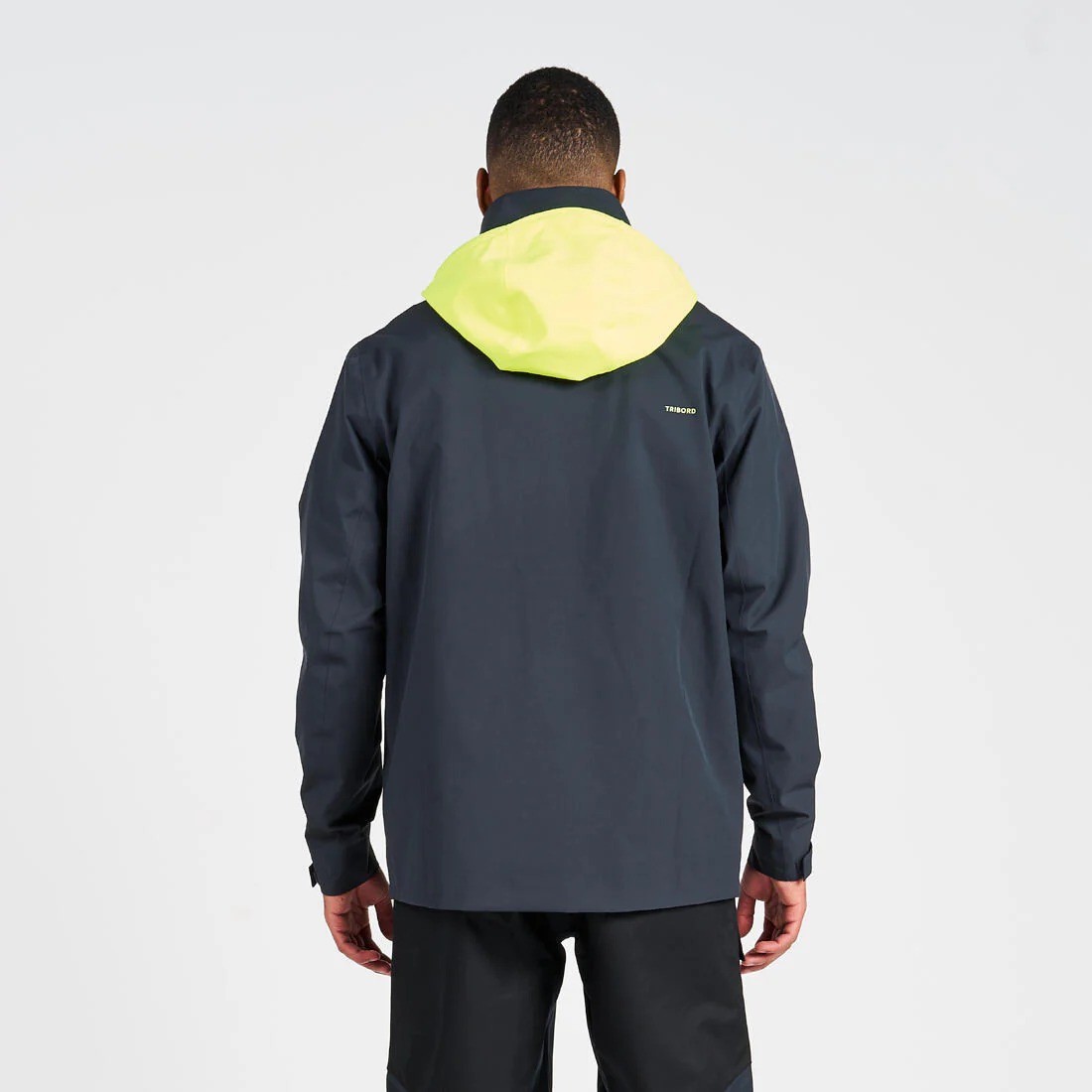 Chaqueta Vela Sailing 500 Hombre Gris Capucha Amarilla Impermeable Cortavientos - Image 6