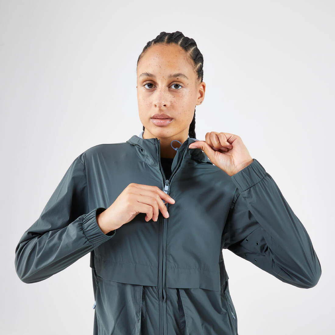 Chaqueta cortaviento running Mujer - KIPRUN Run 500 Wind verde - Image 4