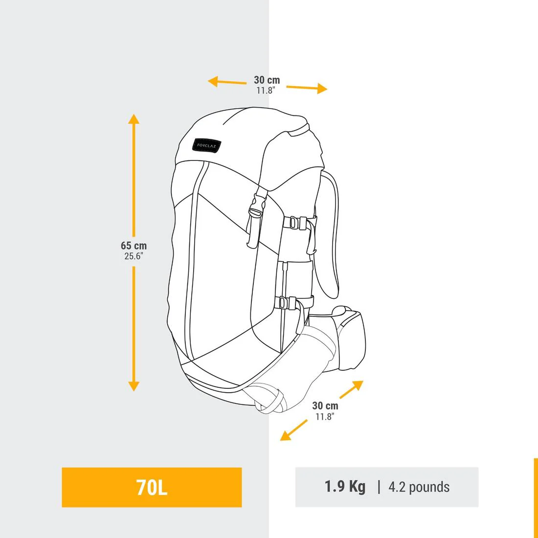 MOCHILA SENDERISMO 70L MT100 EASYFIT - Image 8