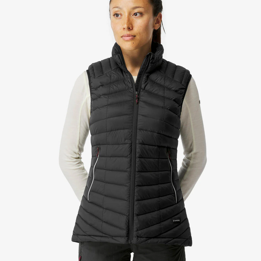 Chaleco De Plumas Para Senderismo Mujer MT100 Negro