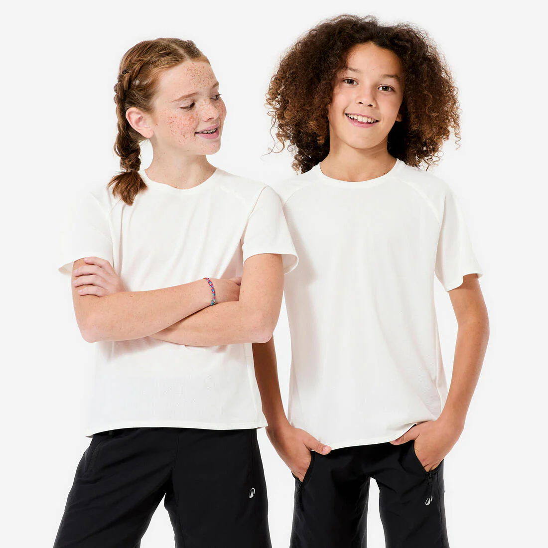 Camiseta Niños Blanco Lisa Tejido Sintético