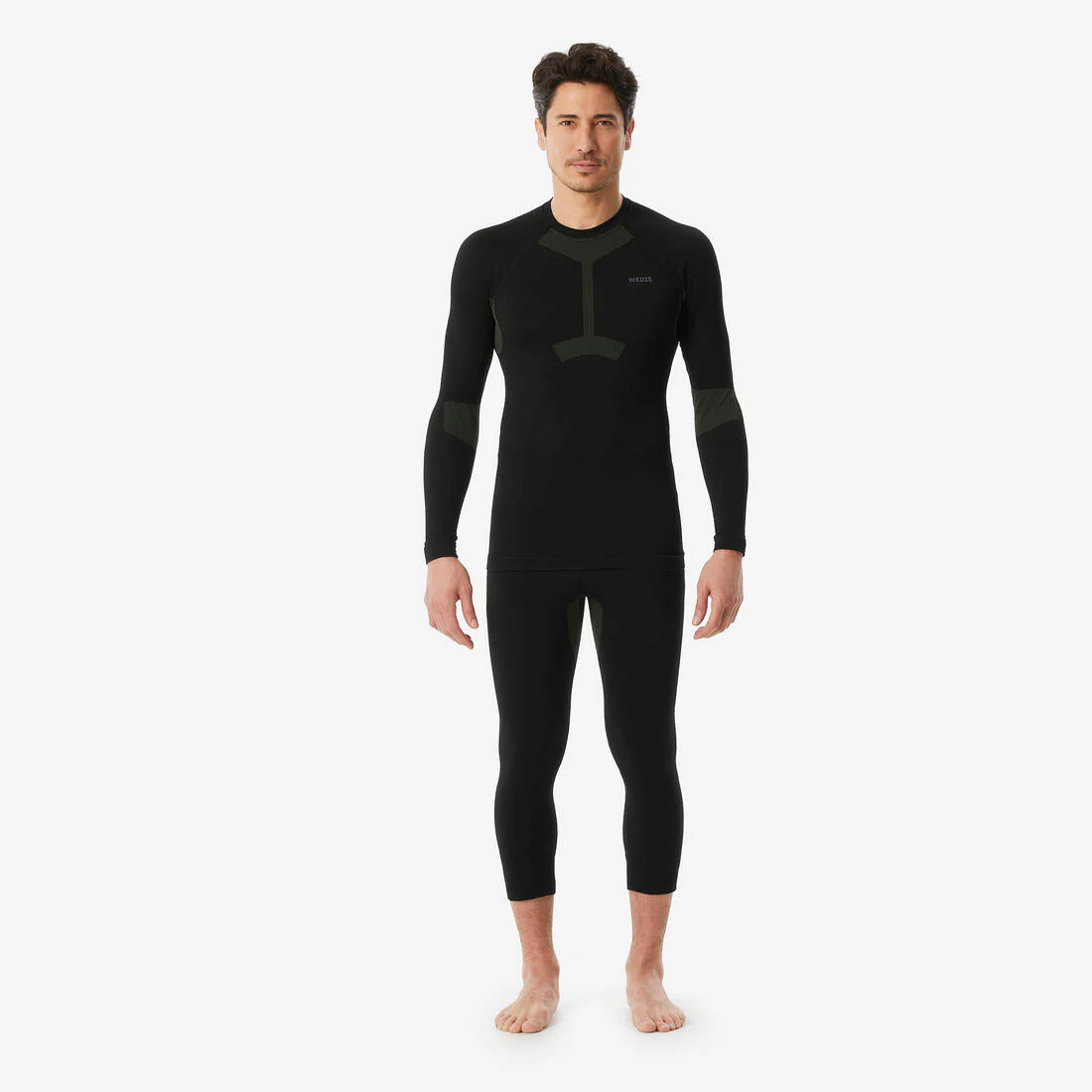 Camiseta térmica de esquí cálida hombre, BL500 soft seamless negro y caqui - Image 3