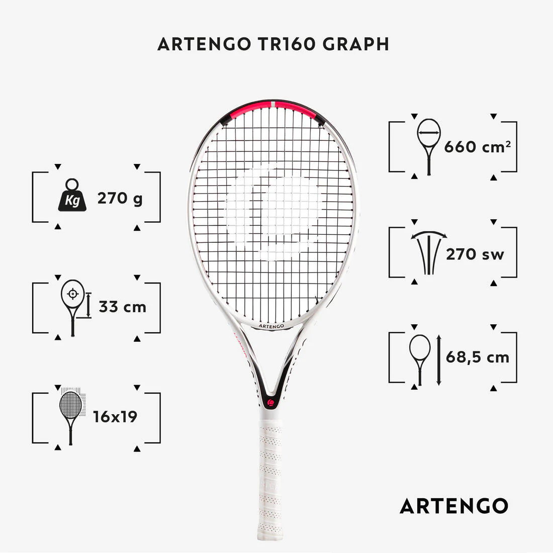 RAQUETA DE TENIS ADULTOS TR160 GRAPH - Image 2