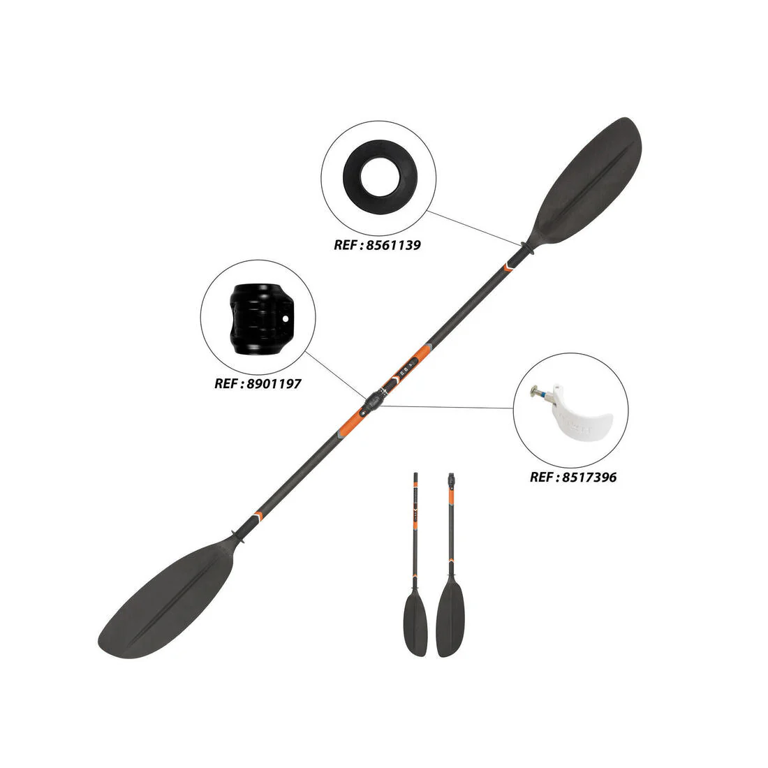 REMO KAYAK X500 CARBONO + PLÁSTICO DESMONTABLE 2 PARTES AJUSTABLE 210-220 CM - Image 6