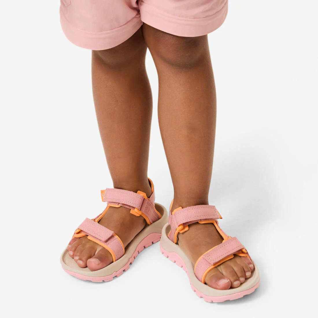 Sandalias cómodas senderismo tira autoadherente, 28 a 38 niños, NH500 rosa - Image 8