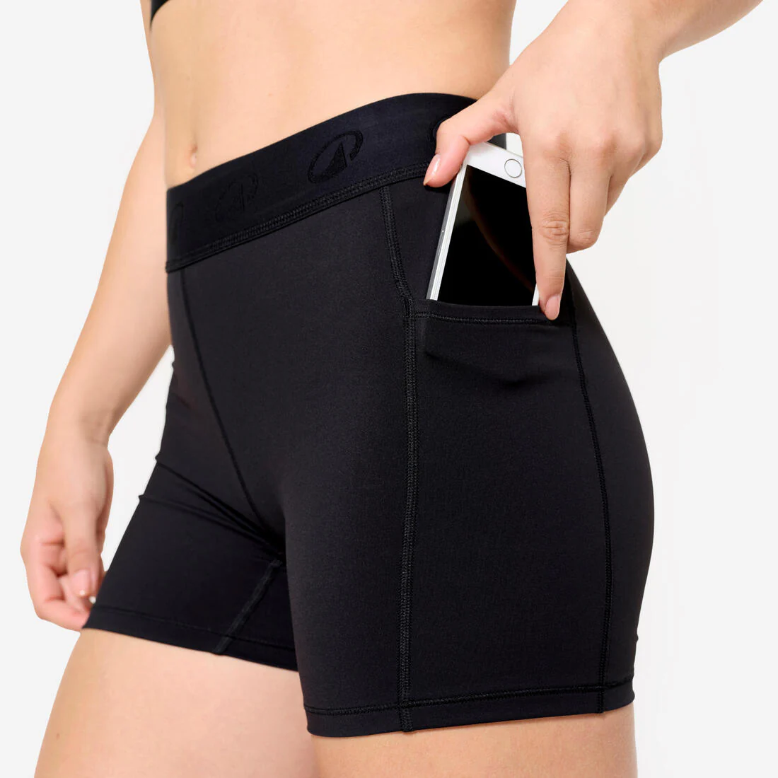 Pantalón Corto Fitness Training Negro Cintura Elástica - Image 3