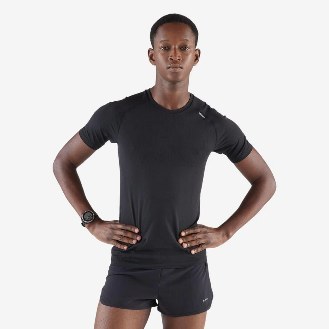 Pantalón corto running Hombre - KIPRUN Run 500 Confort Split Negro - Image 4