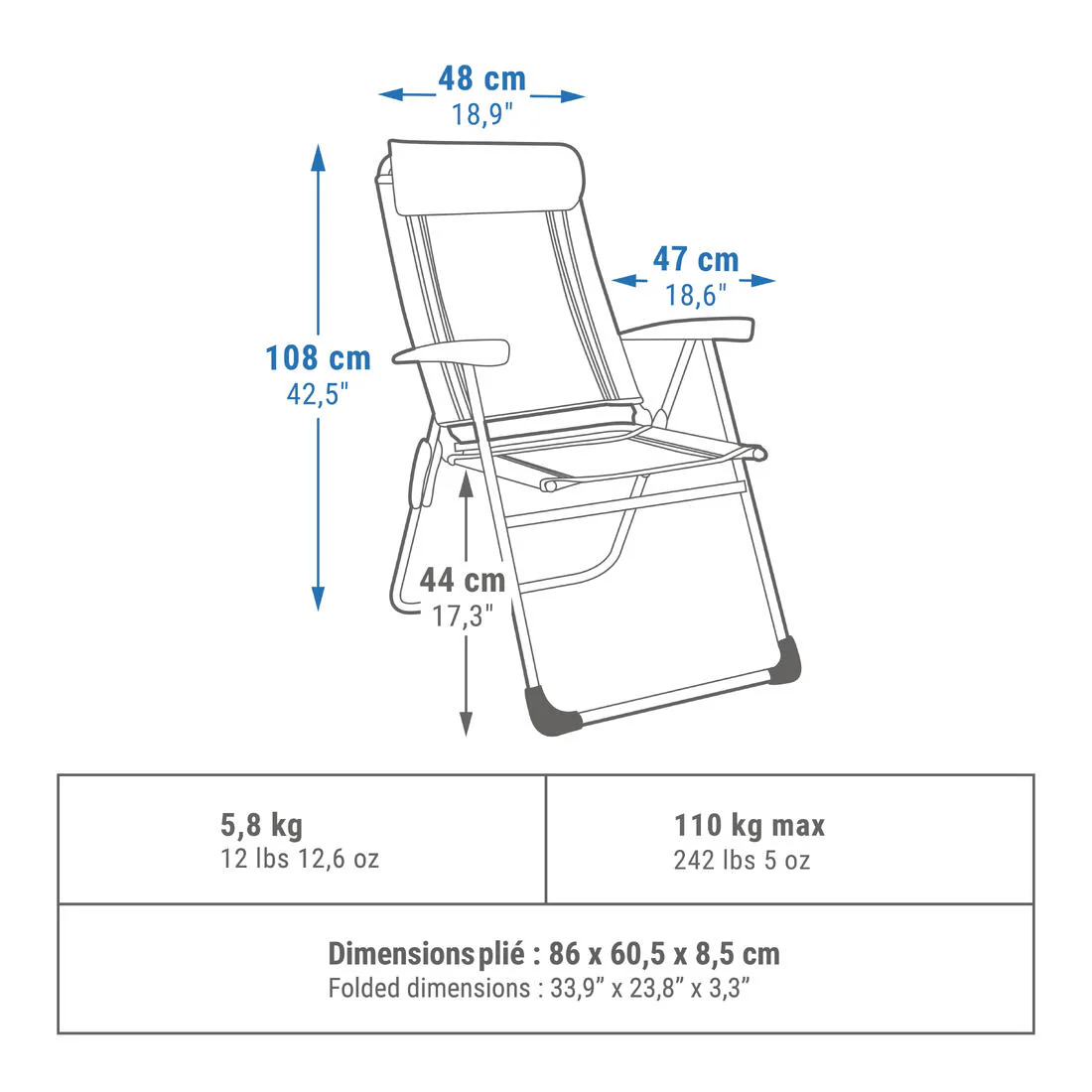 SILLA DE CAMPING RECLINABLE, PLEGABLE Y CÓMODA - Image 4